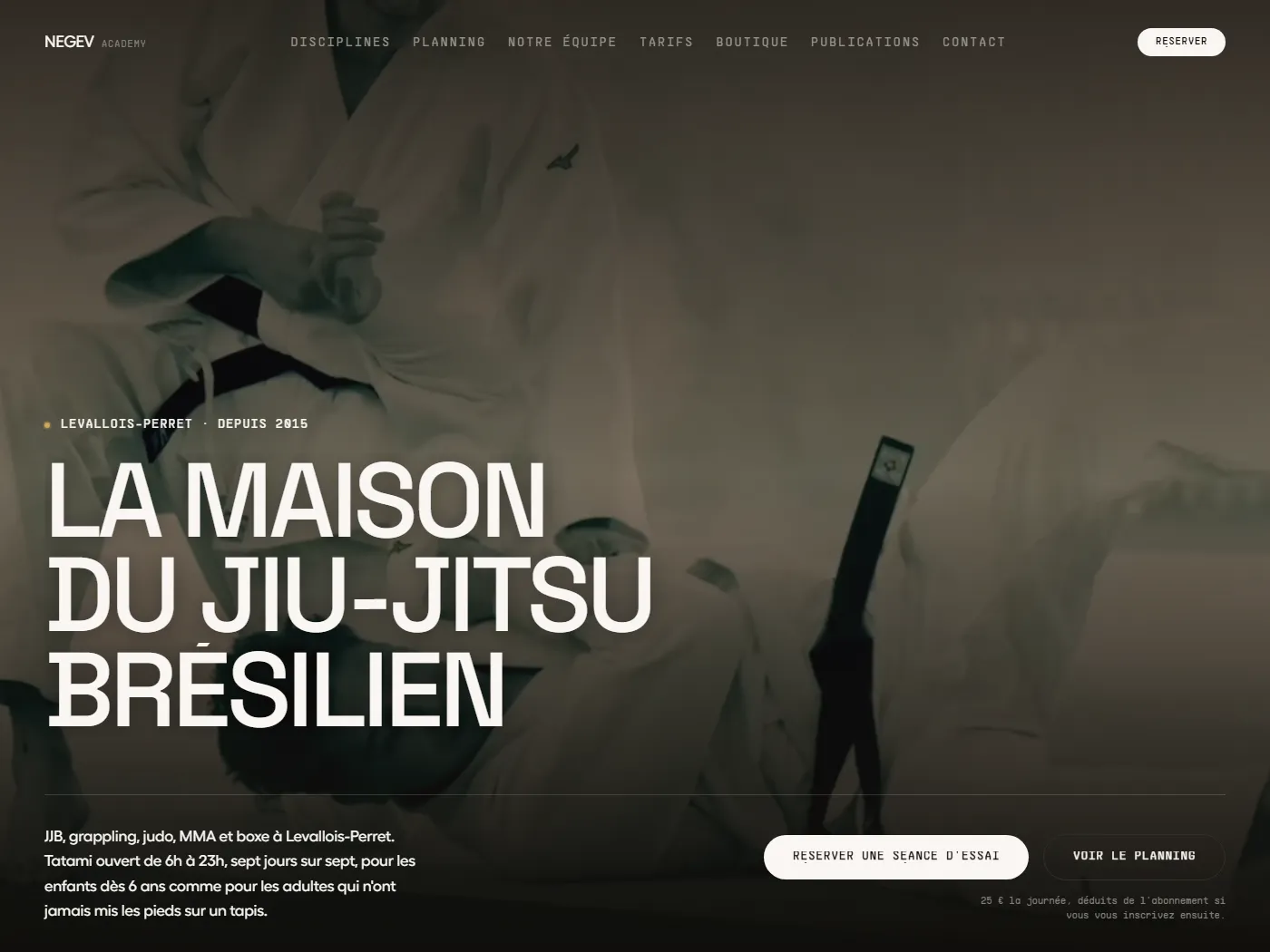 Capture du site de Negev Academy, la maison du jiu-jitsu brésilien